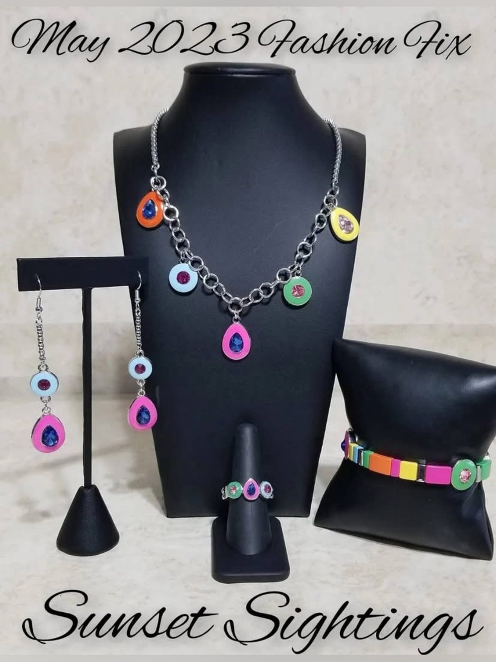 paparazzi Pink Multicolor Teardrop Chain Necklace Set